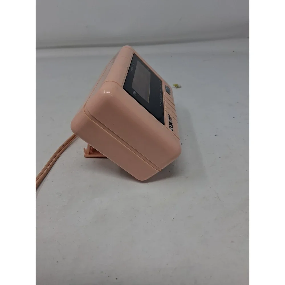 Vintage 80's Conair Kick-Standing Digital Alarm Clock Pink Peach Retro Works